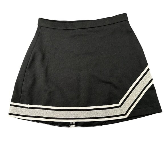 Cheerleader Uniform Skirt Medium Black Silver GTM Sportswear Back Zip - Picture 1 of 7